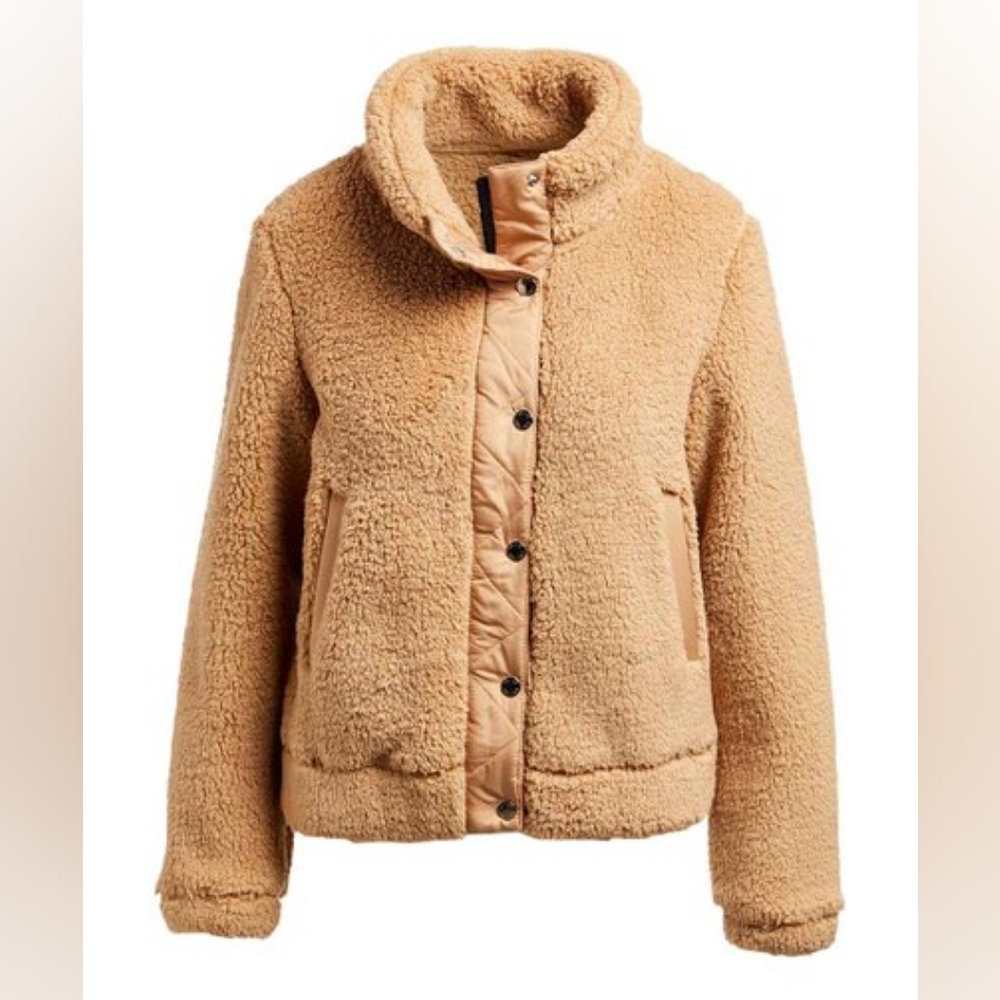 NWT Steve Madden | Camel Fleece Snap-Up Jacket - Plus Size 1X
